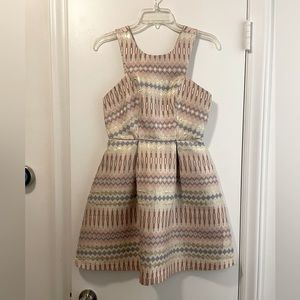 BCBGeneration Pink, Blue, & Gold A-Line Dress-Size 2
